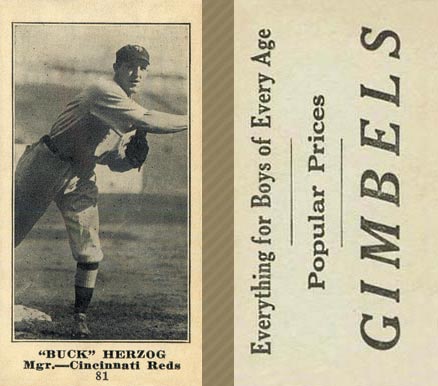 1916 Gimbels Buck Herzog #81 Baseball Card