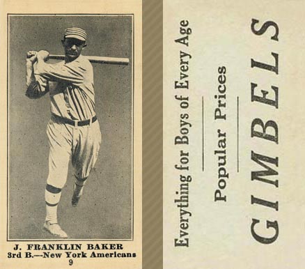 1916 Gimbels J. Franklin Baker #9 Baseball Card