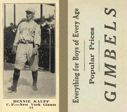 1916 Gimbels Bennie Kauff #94 Baseball Card