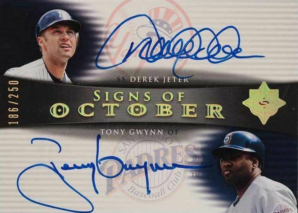 2005 Ultimate Signature Edition Signs of October Dual Autographs Derek Jeter/Tony Gwynn #OCTJG Baseball Card