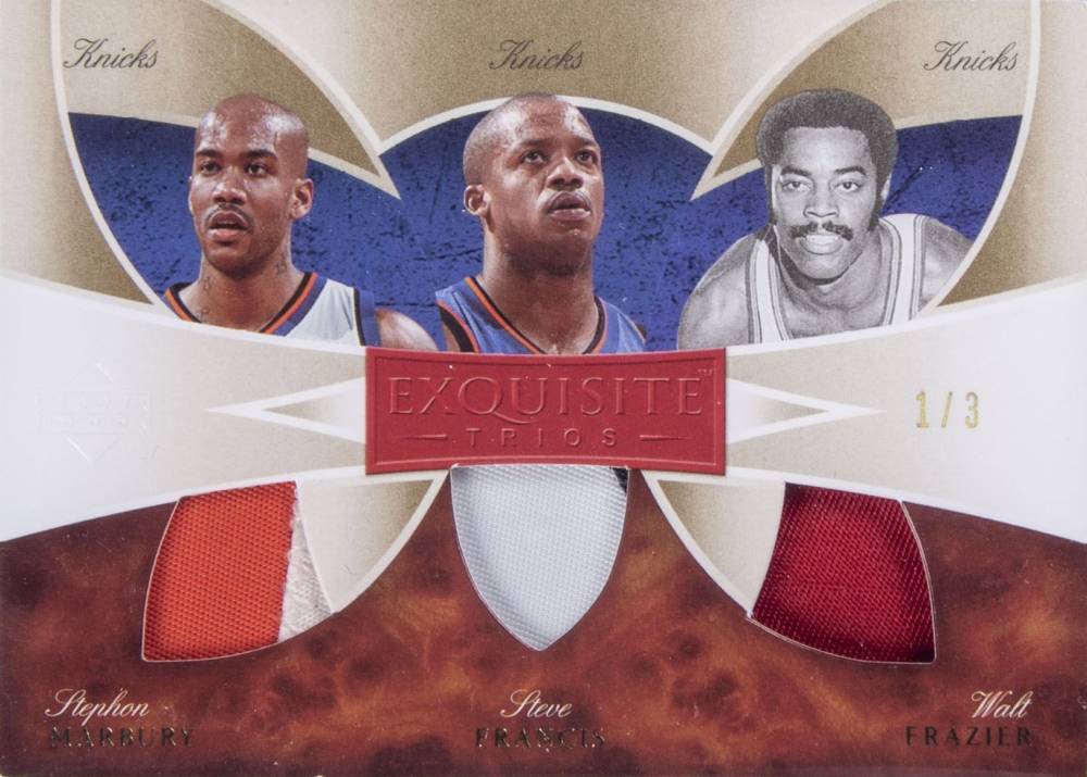 2006 Upper Deck Exquisite Collection Trios Stephon Marbury/Steve Francis/Walt Frazier #MFF Basketball Card