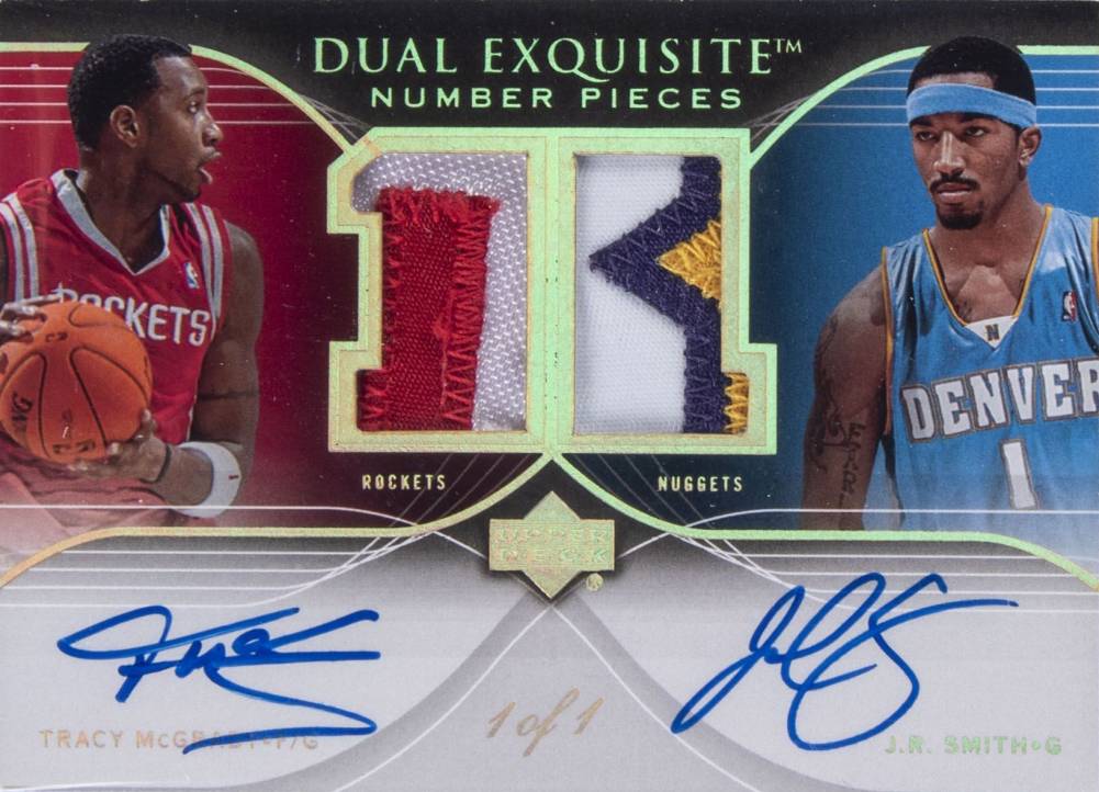 2006 Upper Deck Exquisite Collection Numbers Dual Autograph Tracy McGrady/J.R. Smith #DENMS Basketball Card