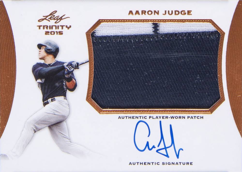 2015 Leaf Trinity Patch Autograph Aaron Judge #PAAJ1 Baseball Card