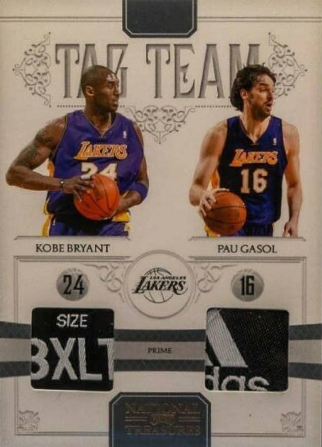 2010 Playoff National Treasures Tag Team Kobe Bryant/Pau Gasol #1 Basketball Card