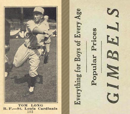 1916 Gimbels (M101-5) Tom Long #103 Baseball Card