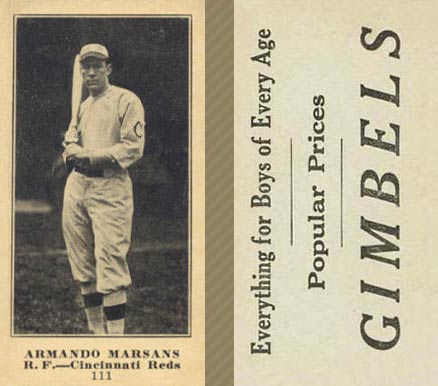1916 Gimbels (M101-5) Armando Marsans #111 Baseball Card