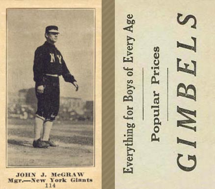 1916 Gimbels (M101-5) John J. McGraw #114 Baseball Card