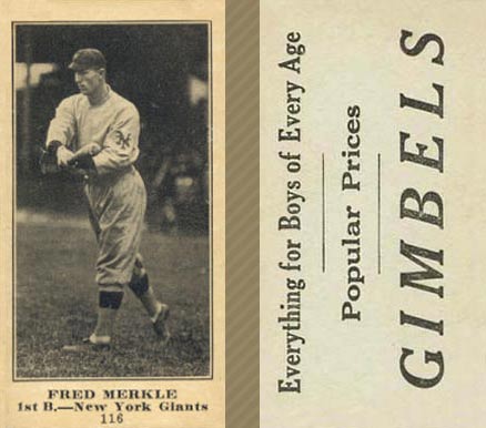 1916 Gimbels (M101-5) Fred Merkle #116 Baseball Card