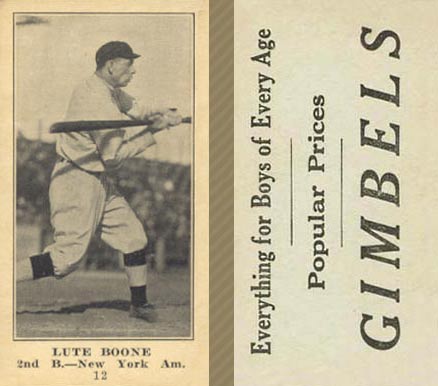1916 Gimbels (M101-5) Lute Boone #12 Baseball Card