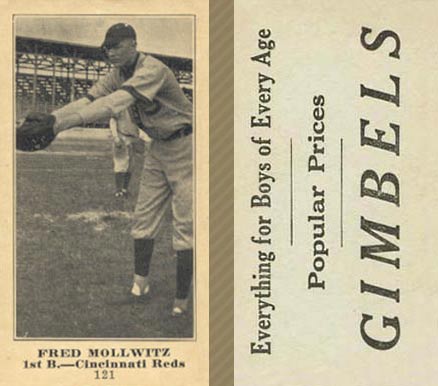 1916 Gimbels (M101-5) Fred Mollwitz #121 Baseball Card