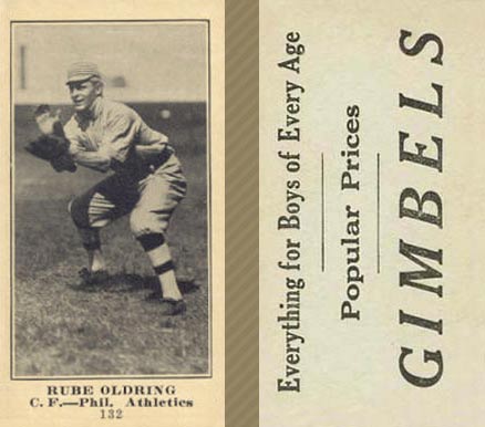 1916 Gimbels (M101-5) Rube Oldring #132 Baseball Card