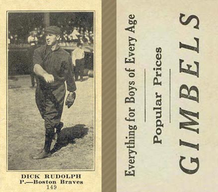 1916 Gimbels (M101-5) Dick Rudolph #149 Baseball Card