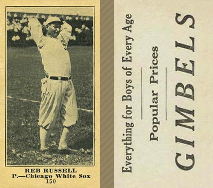 1916 Gimbels (M101-5) Reb Russell #150 Baseball Card