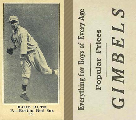 1916 Gimbels (M101-5) Babe Ruth #151 Baseball Card
