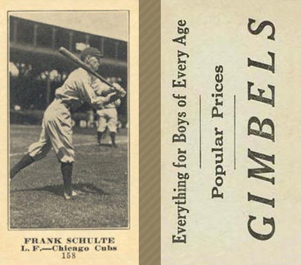 1916 Gimbels (M101-5) Frank Schulte #158 Baseball Card