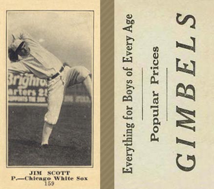 1916 Gimbels (M101-5) Jim Scott #159 Baseball Card
