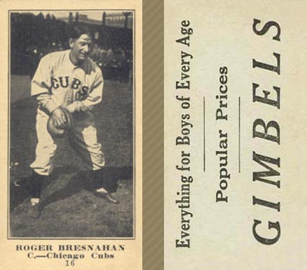 1916 Gimbels (M101-5) Roger Bresnahan #16 Baseball Card