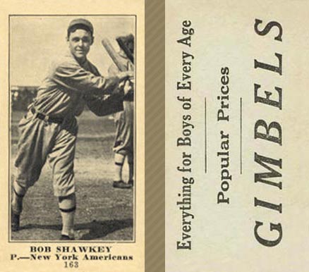 1916 Gimbels (M101-5) Bob Shawkey #163 Baseball Card