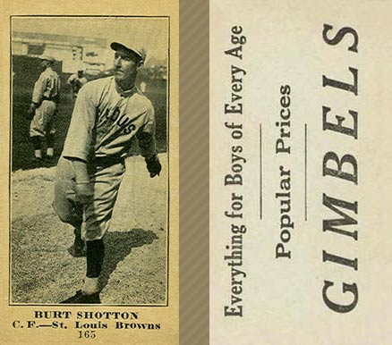 1916 Gimbels (M101-5) Burt Shotton #165 Baseball Card