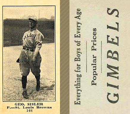 1916 Gimbels (M101-5) Geo. Sisler #166 Baseball Card