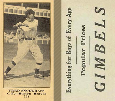 1916 Gimbels (M101-5) Fred Snodgrass #168 Baseball Card