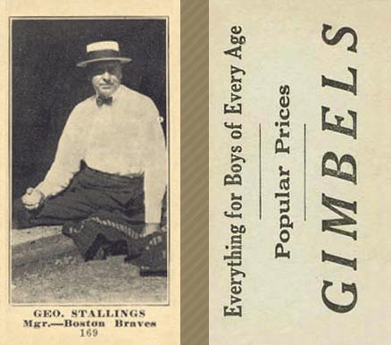 1916 Gimbels (M101-5) Geo. Stallings #169 Baseball Card