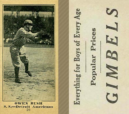 1916 Gimbels (M101-5) Owen Bush #20 Baseball Card