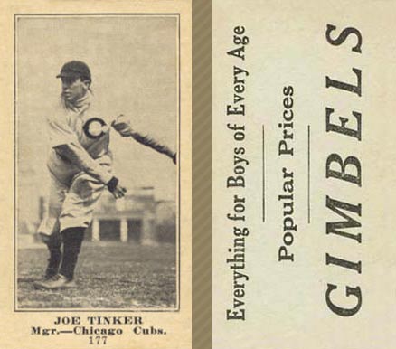 1916 Gimbels (M101-5) Joe Tinker #177 Baseball Card