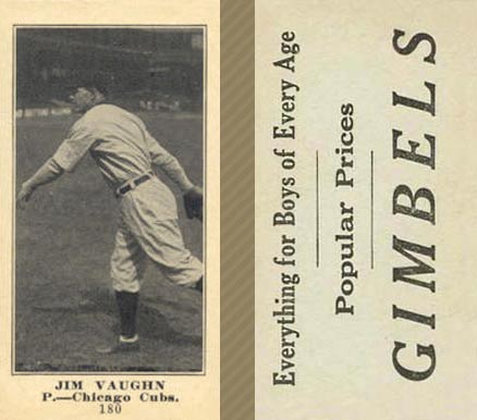 1916 Gimbels (M101-5) Jim Vaughn #180 Baseball Card