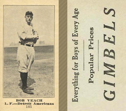 1916 Gimbels (M101-5) Bob Veach #181 Baseball Card