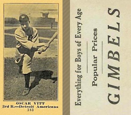 1916 Gimbels (M101-5) Oscar Vitt #183 Baseball Card