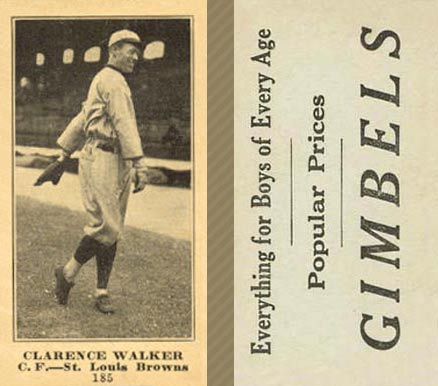1916 Gimbels (M101-5) Clarence Walker #185 Baseball Card