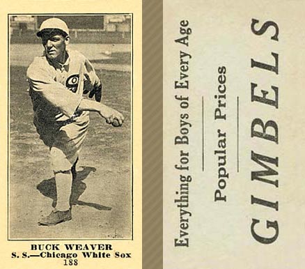 1916 Gimbels (M101-5) Buck Weaver #188 Baseball Card