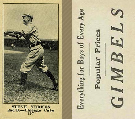 1916 Gimbels (M101-5) Steve Yerkes #197 Baseball Card