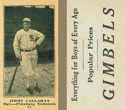 1916 Gimbels (M101-5) Jimmy Callahan #24 Baseball Card