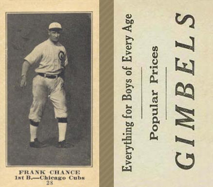 1916 Gimbels (M101-5) Frank Chance #28 Baseball Card