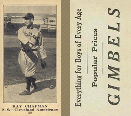 1916 Gimbels (M101-5) Ray Chapman #29 Baseball Card