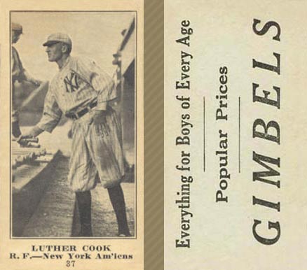 1916 Gimbels (M101-5) Luther Cook #37 Baseball Card