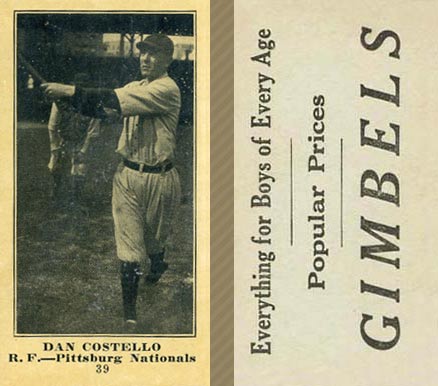 1916 Gimbels (M101-5) Dan Costello #39 Baseball Card