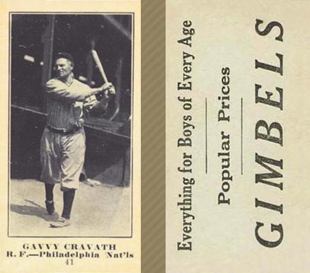 1916 Gimbels (M101-5) Gavvy Cravath #41 Baseball Card