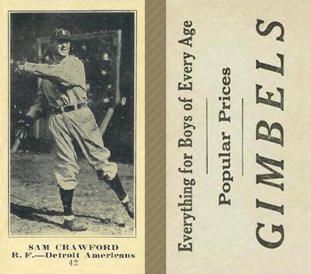1916 Gimbels (M101-5) Sam Crawford #42 Baseball Card