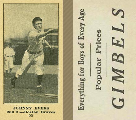 1916 Gimbels (M101-5) Johnny Evers #55 Baseball Card