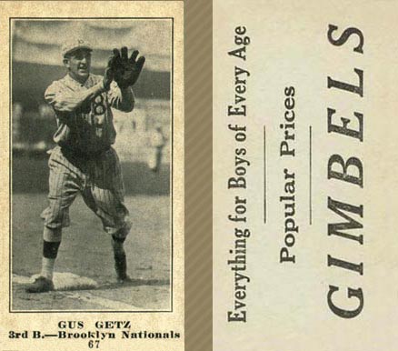 1916 Gimbels (M101-5) Gus Getz #67 Baseball Card