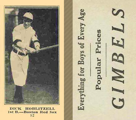 1916 Gimbels (M101-5) Dick Hoblitzell #82 Baseball Card