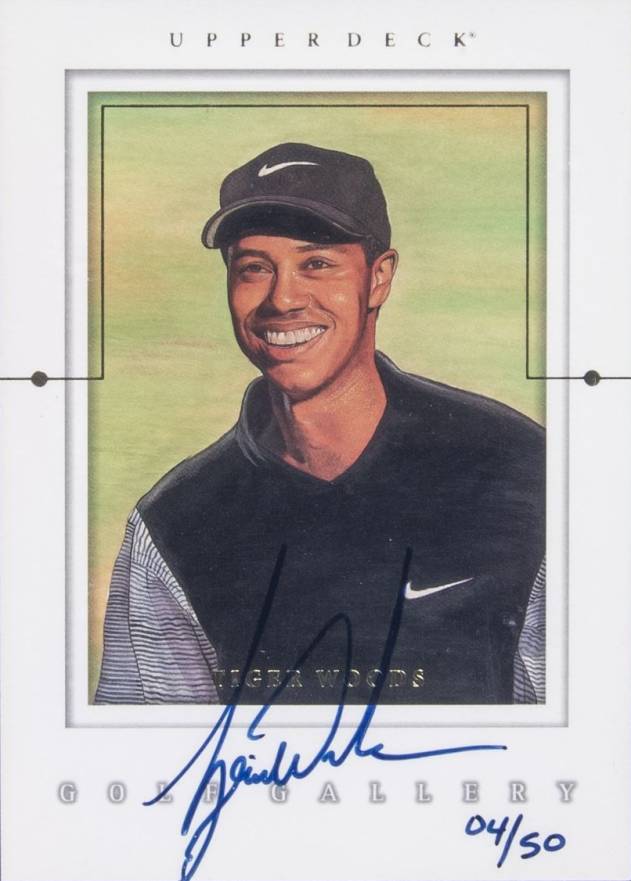 2001 Upper Deck Gallery Autograph Tiger Woods #GG-TW Golf Card