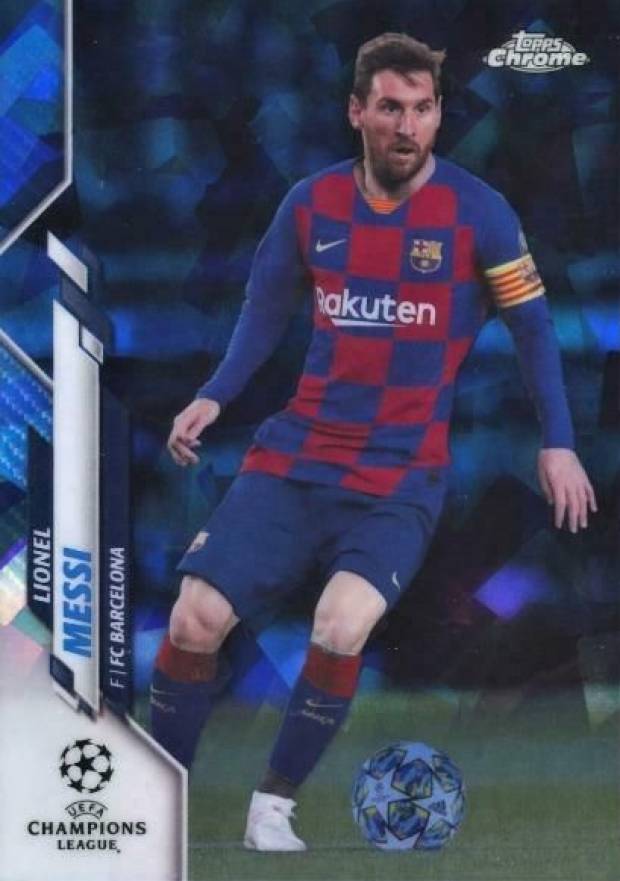 2019 Topps Chrome UEFA Champions League Sapphire Edition Lionel Messi #1 Soccer Card