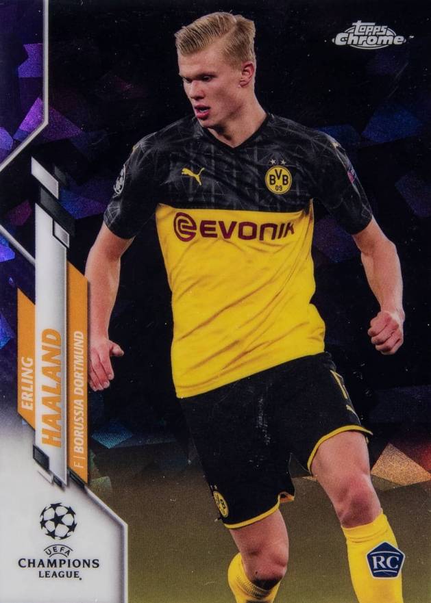 2019 Topps Chrome UEFA Champions League Sapphire Edition Erling Haaland #74 Soccer Card