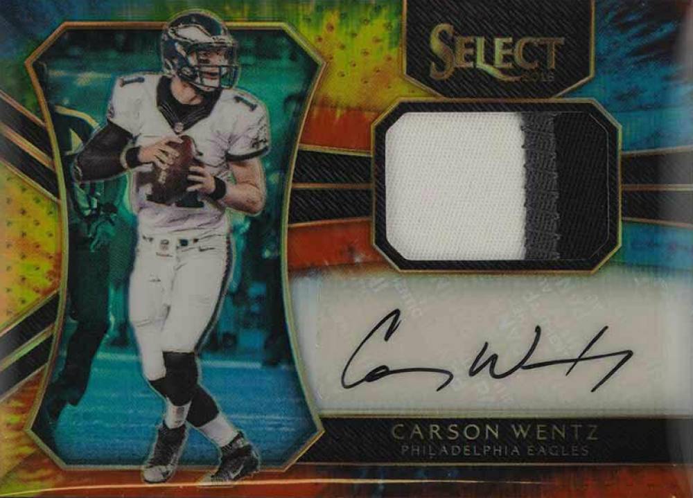 2016 Panini Select Rookie Autograph Material Carson Wentz #RMCW Football Card