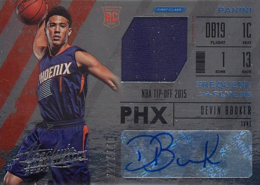 2015 Panini Absolute Frequent Flyers Jersey Autographs Devin Booker #FJADB Basketball Card