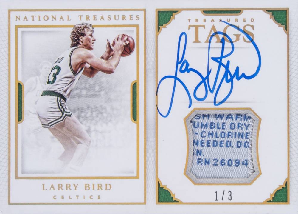 2015 Panini National Treasures Treasured Tags Autographs Larry Bird #TT-LBR Basketball Card